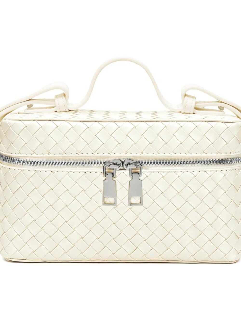 Women's Top-Handle Handbags Woven Crossbody Bag Leather Shoulder Bag with Adjust